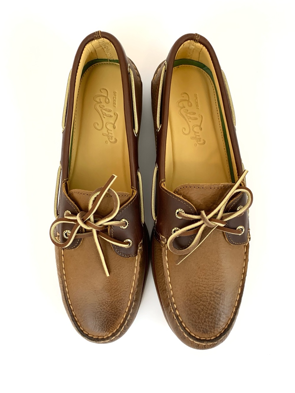 Sperry Gold Cup Authentic Original Two-Tone Tan/Brown Leather Boat Shoes - Picture 3 of 10